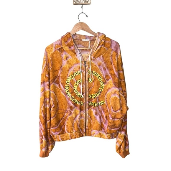 Urban Outfitters Out From Under Kelsey Fleece Printed Hoodie Grow Deep Roots - Picture 2 of 12
